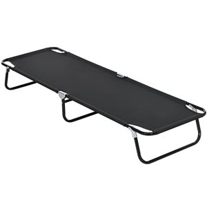 Outsunny 74.75 L x 22.75 W x 11-in H Black Mesh Fabric/Steel Frame Folding Camping Cot