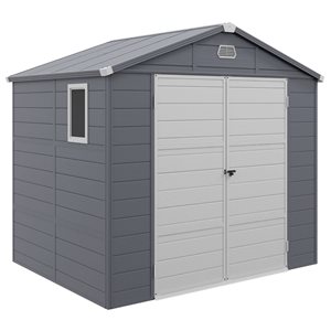 Outsunny 8 x 6-ft Grey Polypropylene Garden Storage Shed w/ Latch Door and Air Vents