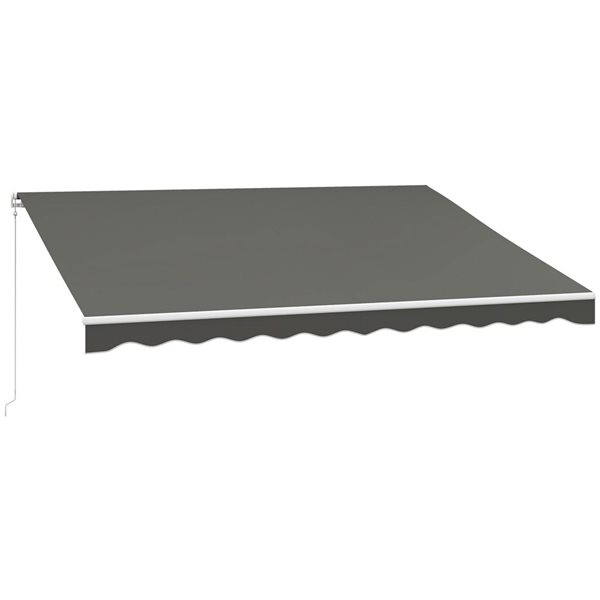 Outsunny 10 x 13-ft Grey Polyester Motorized Retractable Patio Awning w/ Remote Controller