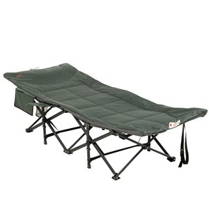 Lit de camping pliant Outsunny gris avec matelas rembourré et sac de transport
