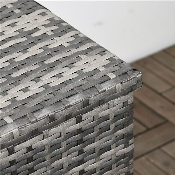 Outsunny 113-gal. Grey PE Wicker Outdoor Deck Storage Box w/ Lid and Handle