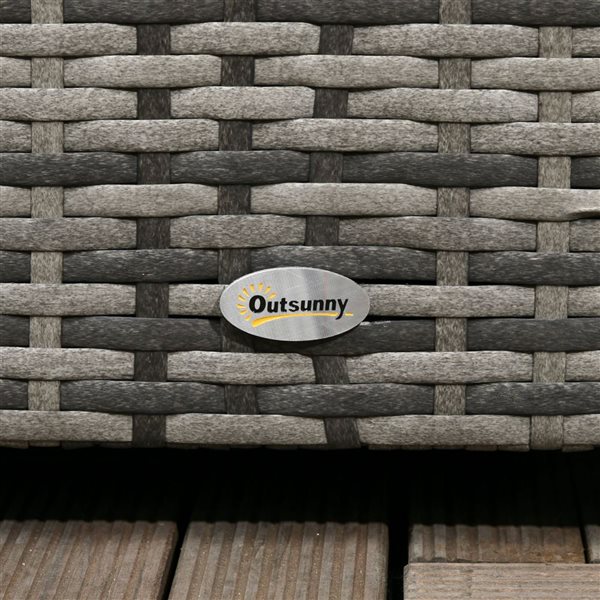 Outsunny 113-gal. Grey PE Wicker Outdoor Deck Storage Box w/ Lid and Handle