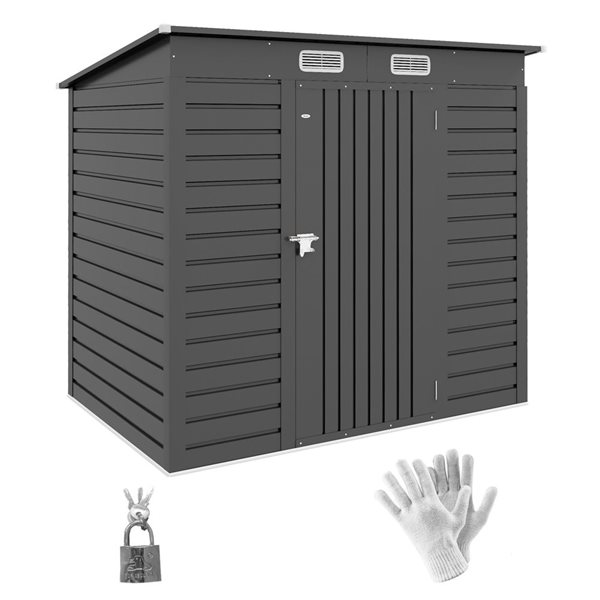 Outsunny 6 x 4-ft Grey Metal Garden Storage Shed with 2 Vents