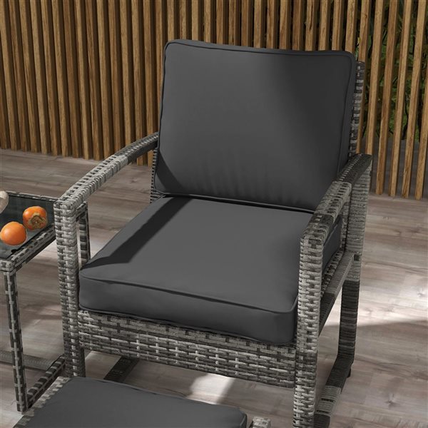 Outsunny Grey PE Wicker 5-Piece Patio Conversation Set - Cushions Included