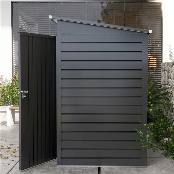 Outsunny 8 x 4-ft Grey Metal Garden Storage Shed with Double Doors and 2 Vents