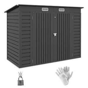 Remise de jardin en métal gris Outsunny 8 x 4 pi avec 2 portes et 2 évents