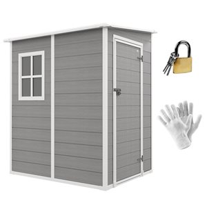 Outsunny 4 x 5-ft Grey Plastic Lean-to Outdoor Storage Shed