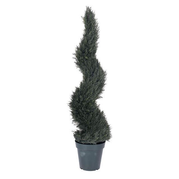 Vickerman 48-in Artificial UV Resistant Pond Cypress Spiral - 2 Tone Green Pot