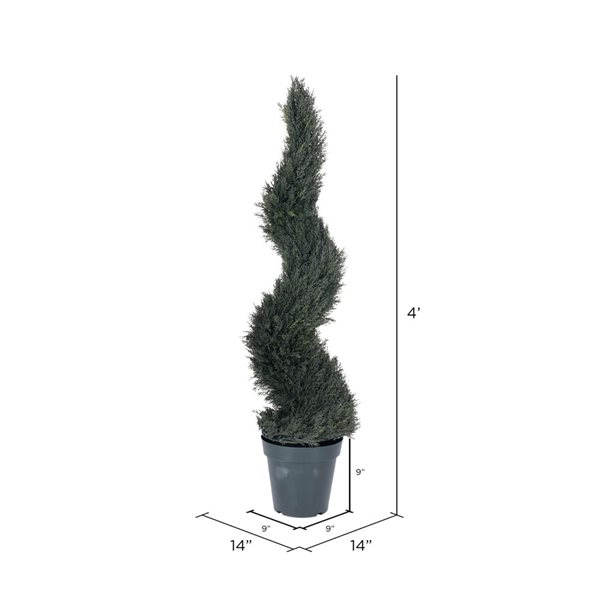 Vickerman 48-in Artificial UV Resistant Pond Cypress Spiral - 2 Tone Green Pot