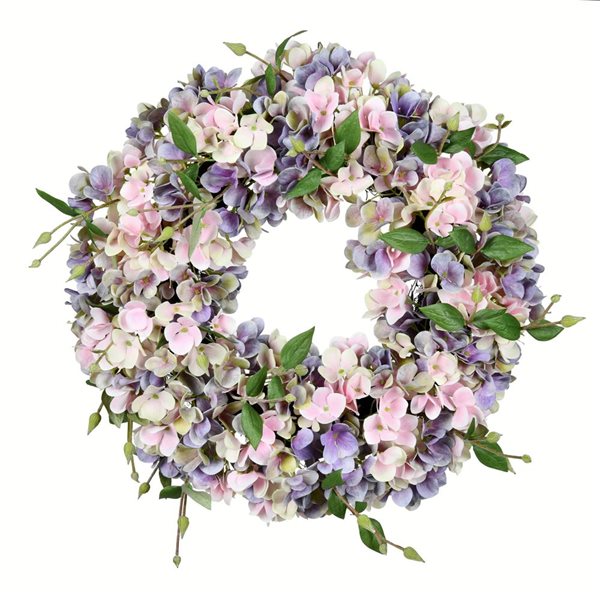 Vickerman 18-in Artificial Blue and Pink Hydrangea Wreath FX190818
