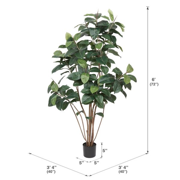 Vickerman 6-ft Potted Artificial Green Rubber Tree