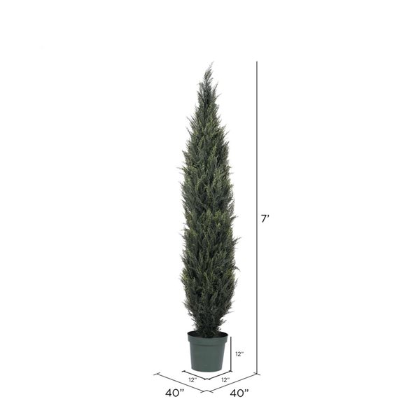 Vickerman 7-ft Artificial UV Resistant Pond Cypress Tree in 2 Tone Green Pot