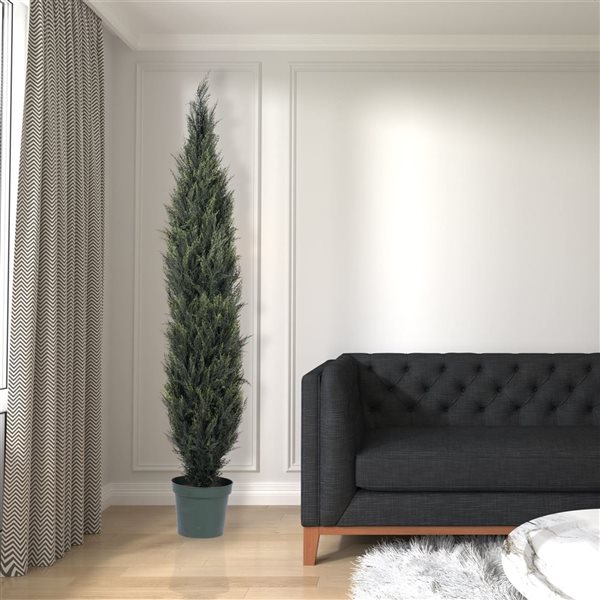 Vickerman 7-ft Artificial UV Resistant Pond Cypress Tree in 2 Tone Green Pot