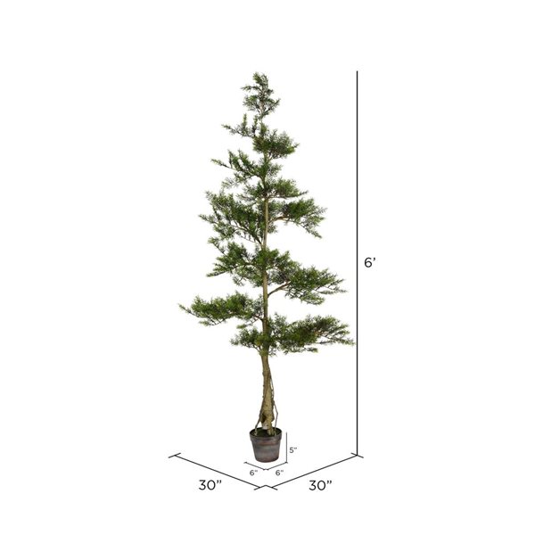 Vickerman 6-ft Artificial Potted Cedar Tree