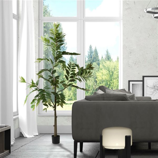 Vickerman 7-ft Potted Artificial Green Nandina Tree