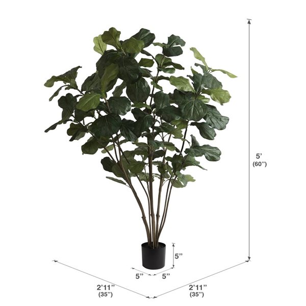 Vickerman 5-ft Artificial Green Potted Fiddle Tree