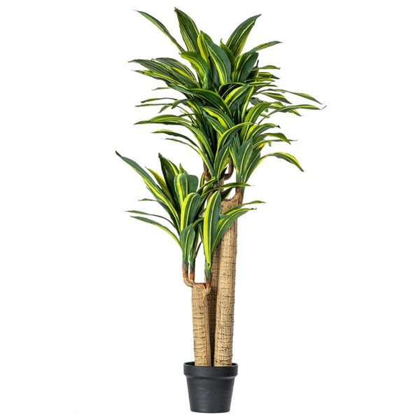 Vickerman 52-in Artificial Potted Green and Yellow Real Touch Dracaena ...