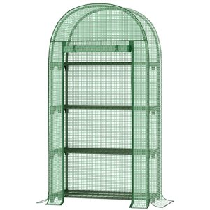 Mini-serre Outsunny avec tablettes, porte et toit, 31,5 x 19,3 x 63 pi, vert