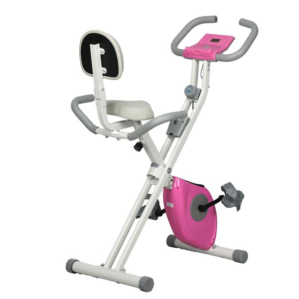 Vélo d'exercice pliable 8 niveaux Soozier de résistance, rose