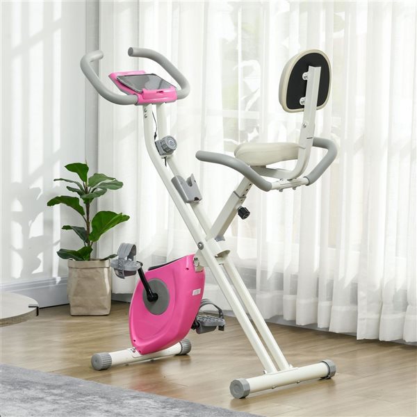 Soozier Foldable Exercise Bike 8-Level Quiet Magnetic Resistance - Pink