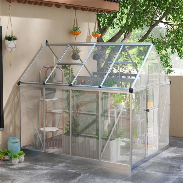 Outsunny 6 x 8-ft Polycarbonate Walk-in Greenhouse - Silver