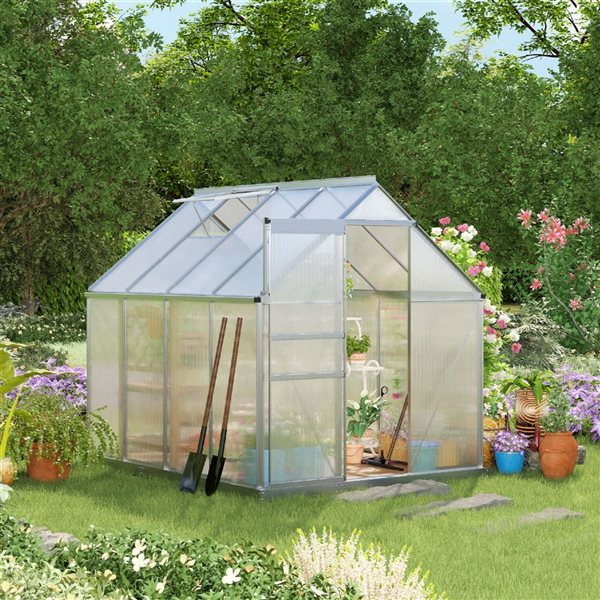 Outsunny 6 x 8 x 6.5-ft Clear Polycarbonate Walk-in Greenhouse Walk-in