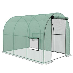 Outsunny Tunnel Greenhouse with Roll-up Door and Windows - 6.6 x 10 x 6.6-ft