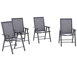 Outsunny 4-Piece Folding Dining Chair Set - Dark Grey