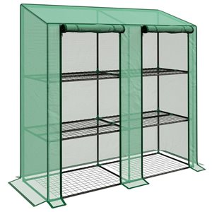 Mini-serre Outsunny portative avec 6 étagères à 3 tablettes, vert