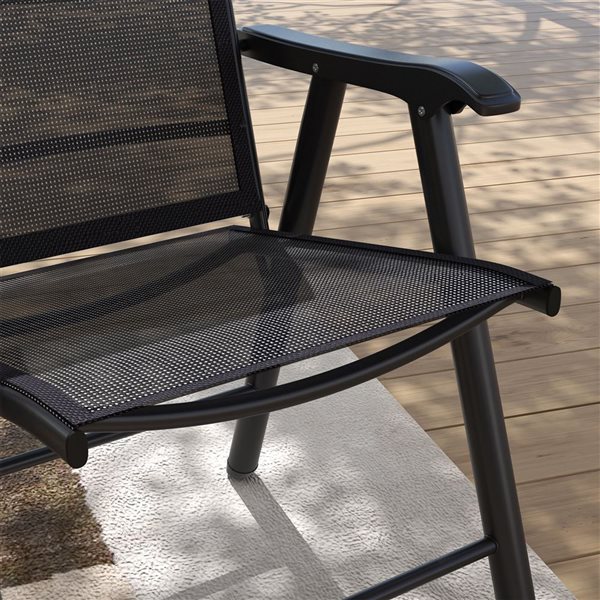 Outsunny 4-Piece Folding Dining Chair Set for Patio - Black