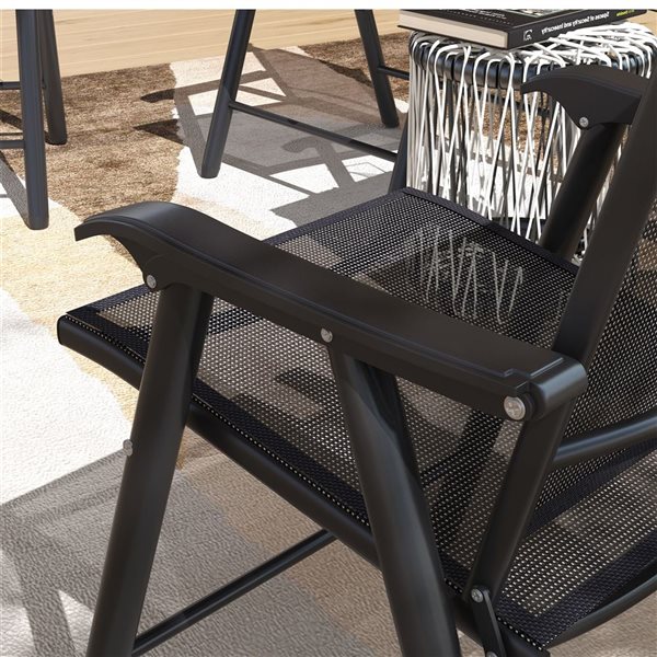 Outsunny 4-Piece Folding Dining Chair Set for Patio - Black