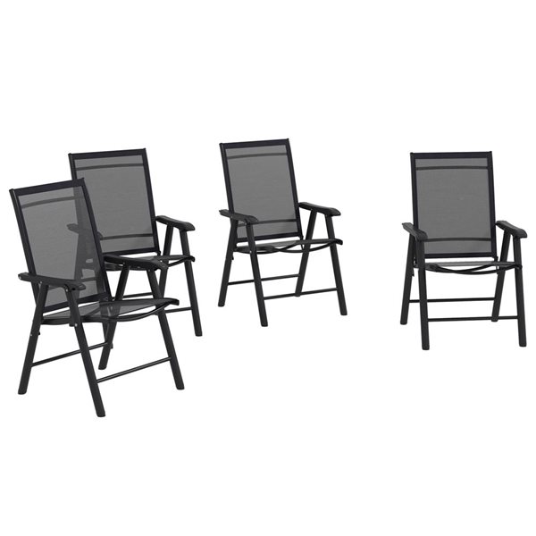 Outsunny 4-Piece Folding Dining Chair Set for Patio - Black