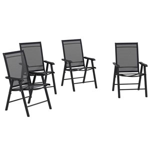 Outsunny 4-Piece Folding Dining Chair Set for Patio - Black