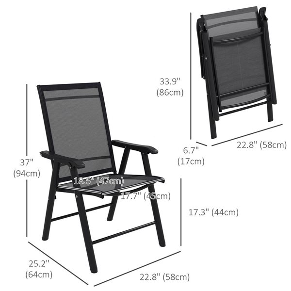 Outsunny 4-Piece Folding Dining Chair Set for Patio - Black