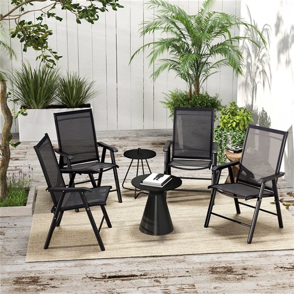 Outsunny 4-Piece Folding Dining Chair Set for Patio - Black