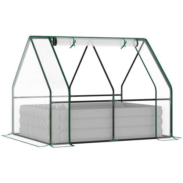 Outsunny Raised Garden Bed Planter Box with Greenhouse and Large Window - Clear