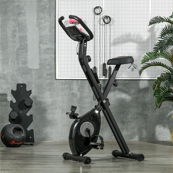 Soozier Foldable Exercise Bike 8-Level Magnetic Resistance - Black