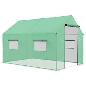 Serre tunnel Outsunny avec housse résistante aux UV en polyéthylène, 6,6 x 10 x 6,6 pi