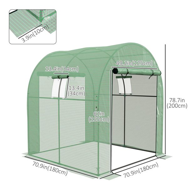 Outsunny 6 x 6 x 6.6-ft Tunnel Walk-in UV-resistant Greenhouse