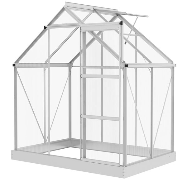 Outsunny 6 x 4-ft Walk-In Polycarbonate Greenhouse with Foundation ...