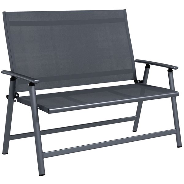 Outsunny Folding Patio Chair for 2 People with Armrest with Mesh Fabric Seat