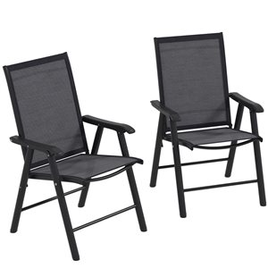 Outsunny 2-Piece Folding Patio Dining Chair Set - Dark Grey