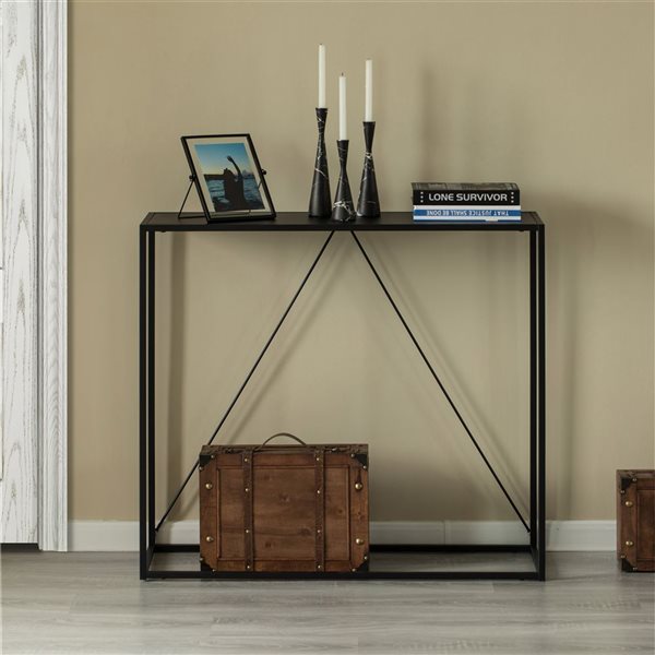 Fabulaxe Modern Display Black Metal Console Table - 12 x 31.5-in