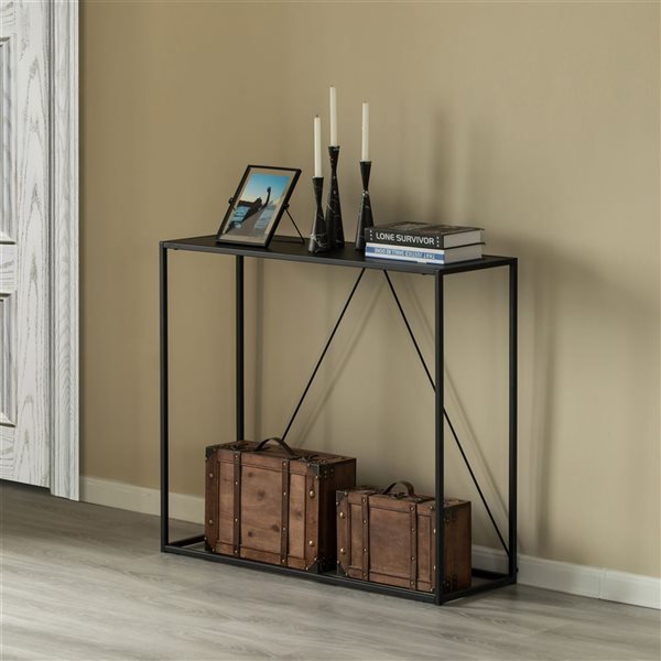 Fabulaxe Modern Display Black Metal Console Table - 12 x 31.5-in