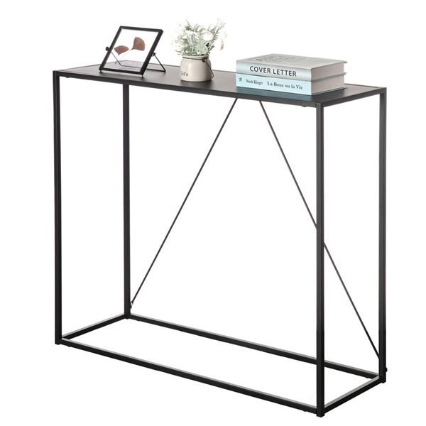 Fabulaxe Modern Display Black Metal Console Table - 12 x 31.5-in