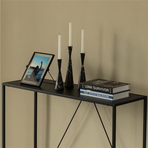 Fabulaxe Modern Display Black Metal Console Table - 12 x 31.5-in