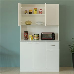 Armoire de cuisine Basicwise blanche avec tiroirs, portes et tablettes 15,75 x 39,75 x 71 po