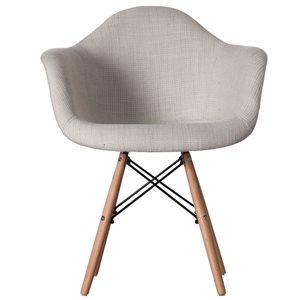 Jeu de 2 fauteuils en tissu blanc à pattes en hêtre Fabulaxe moderne du milieu du siècle