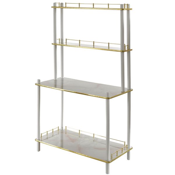 Fabulaxe Set of 2 White Bartending Serving Display Station with Tier Shelves - Wood