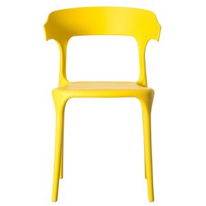 Lot de 4 chaises de salle à manger d'extérieur  Fabulaxe en plastique jaune moderne avec dossier en U ouvert